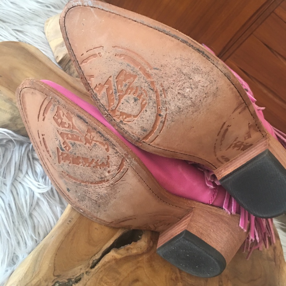 LIBERTY Black Pink Fringe Heeled Western Boots - Picture 6 of 7